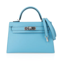 Load image into Gallery viewer, Kelly 20 Mini Sellier Bag Rare Blue Celeste Chevre Palladium