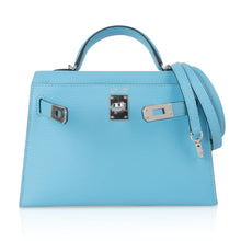 Load image into Gallery viewer, Kelly 20 Mini Sellier Bag Rare Blue Celeste Chevre Palladium