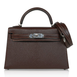 Kelly 20 Bi-Color Mini Sellier Bag Havane / Etrusque Chevre Palladium