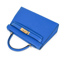 Load image into Gallery viewer, Kelly 20 Mini Sellier Bag Blue Hydra Chevre Leather Gold Hardware