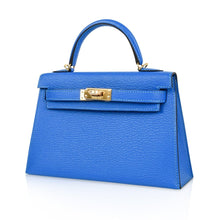 Load image into Gallery viewer, Kelly 20 Mini Sellier Bag Blue Hydra Chevre Leather Gold Hardware