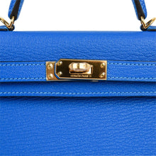 Load image into Gallery viewer, Kelly 20 Mini Sellier Bag Blue Hydra Chevre Leather Gold Hardware