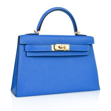 Load image into Gallery viewer, Kelly 20 Mini Sellier Bag Blue Hydra Chevre Leather Gold Hardware