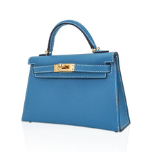Load image into Gallery viewer, Mini Kelly 20 Bag Sellier New Blue Jean Epsom Leather with Gold Hardware