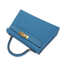 Load image into Gallery viewer, Mini Kelly 20 Bag Sellier New Blue Jean Epsom Leather with Gold Hardware