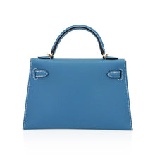 Load image into Gallery viewer, Mini Kelly 20 Bag Sellier New Blue Jean Epsom Leather with Gold Hardware