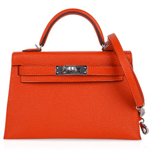 Load image into Gallery viewer, Kelly 20 Mini Sellier Bag Orange Feu / Rose Eglantine Chevre Bi-Color New w/Box