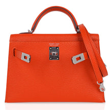 Load image into Gallery viewer, Kelly 20 Mini Sellier Bag Orange Feu / Rose Eglantine Chevre Bi-Color New w/Box