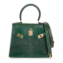 Load image into Gallery viewer, Vintage Kelly 20 Sellier Mini Vert Moyen Lizard Gold Hardware