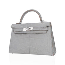 Load image into Gallery viewer, Limited Edition Mini Kelly 20 Sellier Matte Gris Perle Alligator Bag Palladium Hardware