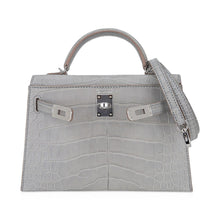 Load image into Gallery viewer, Limited Edition Mini Kelly 20 Sellier Matte Gris Perle Alligator Bag Palladium Hardware