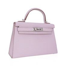 Load image into Gallery viewer, Mini Kelly 20 Bag Sellier Mauve Pale Chevre Leather with Palladium Hardware