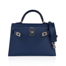 Load image into Gallery viewer, Special Order HSS Verso Mini Kelly 20 Sellier Bag Deep Bleu &amp; Bleu Izmir Epsom Leather with Palladium Hardware