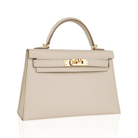 Kelly 20 Mini Sellier Bag Craie Epsom Leather Gold Hardware