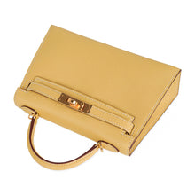 Load image into Gallery viewer, Mini Kelly 20 Sellier Jaune Foin Bag Chevre Gold