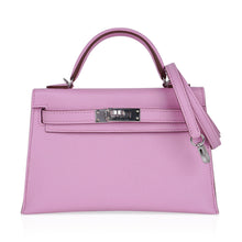 Load image into Gallery viewer, Mini Kelly 20 Bag Sellier Mauve Sylvestre Epsom with Palladium Hardware