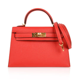 Kelly 20 Mini Sellier Bag Rouge Tomate Epsom Gold Hardware