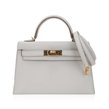 Load image into Gallery viewer, Mini Kelly 20 Bag Sellier Mushroom Chevre with Gold Hardware