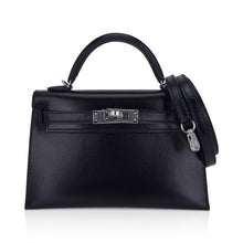 Load image into Gallery viewer, Kelly 20 Sellier Black Box Leather Mini Bag Palladium Hardware
