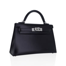 Load image into Gallery viewer, Kelly 20 Sellier Black Box Leather Mini Bag Palladium Hardware