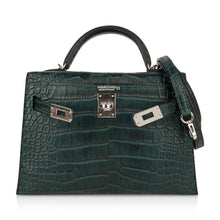 Load image into Gallery viewer, Kelly 20 Mini Sellier Bag Vert Cypress Matte Alligator Palladium