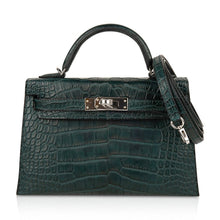 Load image into Gallery viewer, Kelly 20 Mini Sellier Bag Vert Cypress Matte Alligator Palladium