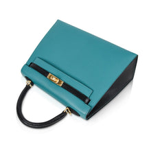 Load image into Gallery viewer, Kelly 25 Sellier Bag HSS Blue Paon / Black Chevre Mysore Gold Hardware