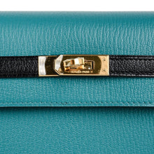 Load image into Gallery viewer, Kelly 25 Sellier Bag HSS Blue Paon / Black Chevre Mysore Gold Hardware