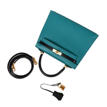 Load image into Gallery viewer, Kelly 25 Sellier Bag HSS Blue Paon / Black Chevre Mysore Gold Hardware