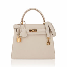 Kelly Retourne 25 Bag Craie Togo Leather with Gold Hardware