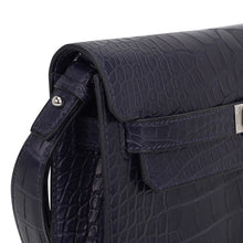 Load image into Gallery viewer, Kelly Depeches 25 Pouch Blue Indigo Matte Alligator with Palladium Hardware