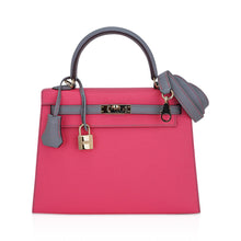 Load image into Gallery viewer, Kelly Sellier 25 HSS Bag Rose Azalee/Gris Mouette Leather Permabrass