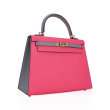 Load image into Gallery viewer, Kelly Sellier 25 HSS Bag Rose Azalee/Gris Mouette Leather Permabrass