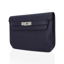 Load image into Gallery viewer, Kelly Depeches 25 Pouch Blue Ocean Galop D’Vache Leather with Palladium Hardware