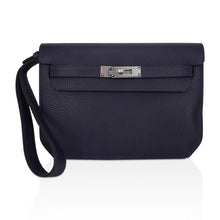 Load image into Gallery viewer, Kelly Depeches 25 Pouch Blue Ocean Galop D’Vache Leather with Palladium Hardware