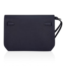 Load image into Gallery viewer, Kelly Depeches 25 Pouch Blue Ocean Galop D’Vache Leather with Palladium Hardware