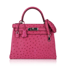 Load image into Gallery viewer, Kelly 25 Retourne Bag Fuchsia Ostrich with Palladium Hardware