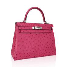 Load image into Gallery viewer, Kelly 25 Retourne Bag Fuchsia Ostrich with Palladium Hardware