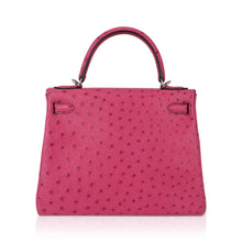 Load image into Gallery viewer, Kelly 25 Retourne Bag Fuchsia Ostrich with Palladium Hardware