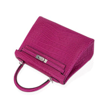 Load image into Gallery viewer, Kelly 25 Retourne Bag Rose Scheherazade Matte Alligator with Palladium Hardware
