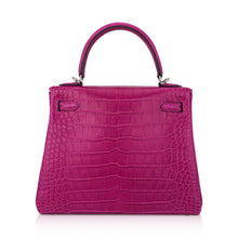 Load image into Gallery viewer, Kelly 25 Retourne Bag Rose Scheherazade Matte Alligator with Palladium Hardware