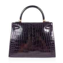 Load image into Gallery viewer, Kelly 25 Bag Sellier Crocodile Prunoir Gold Hardware