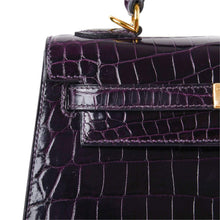 Load image into Gallery viewer, Kelly 25 Bag Sellier Crocodile Prunoir Gold Hardware