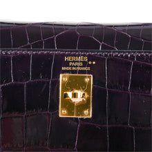 Load image into Gallery viewer, Kelly 25 Bag Sellier Crocodile Prunoir Gold Hardware