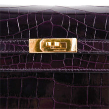 Load image into Gallery viewer, Kelly 25 Bag Sellier Crocodile Prunoir Gold Hardware