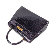Load image into Gallery viewer, Kelly 25 Bag Sellier Crocodile Prunoir Gold Hardware