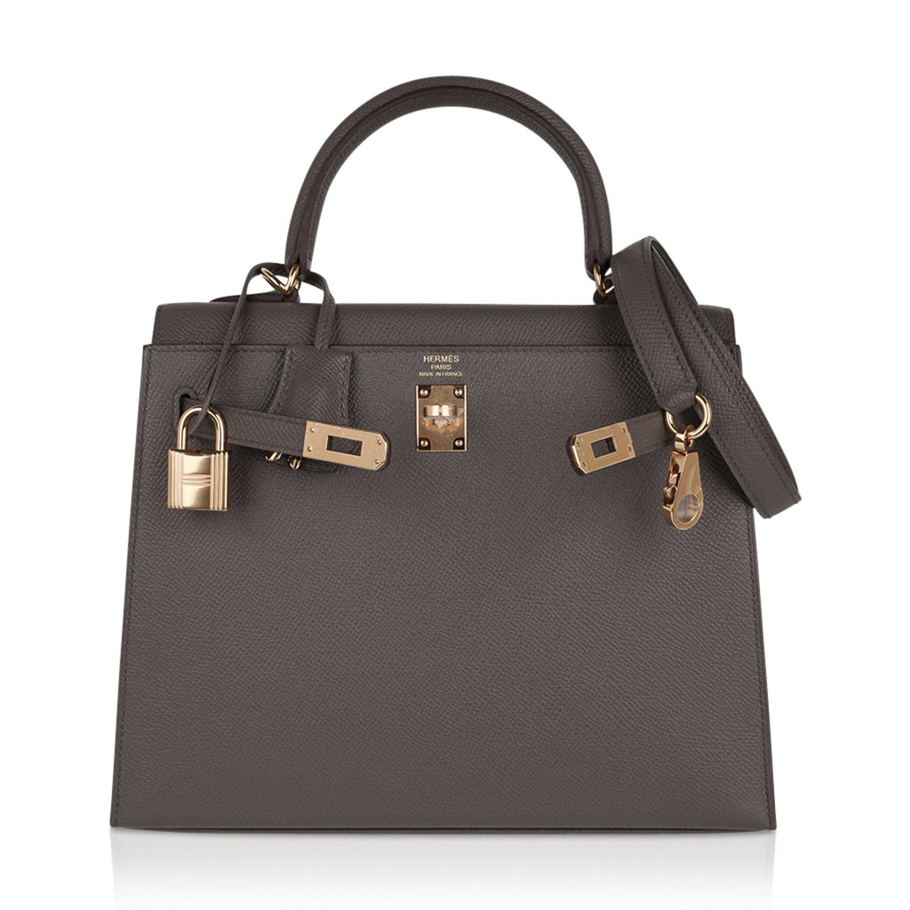 Kelly Sellier 25 Bag Etain Gold Hardware Epsom Leather New