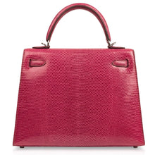 Load image into Gallery viewer, Kelly 25 Sellier Bag Fuschia Lizard with Palladium Hardware