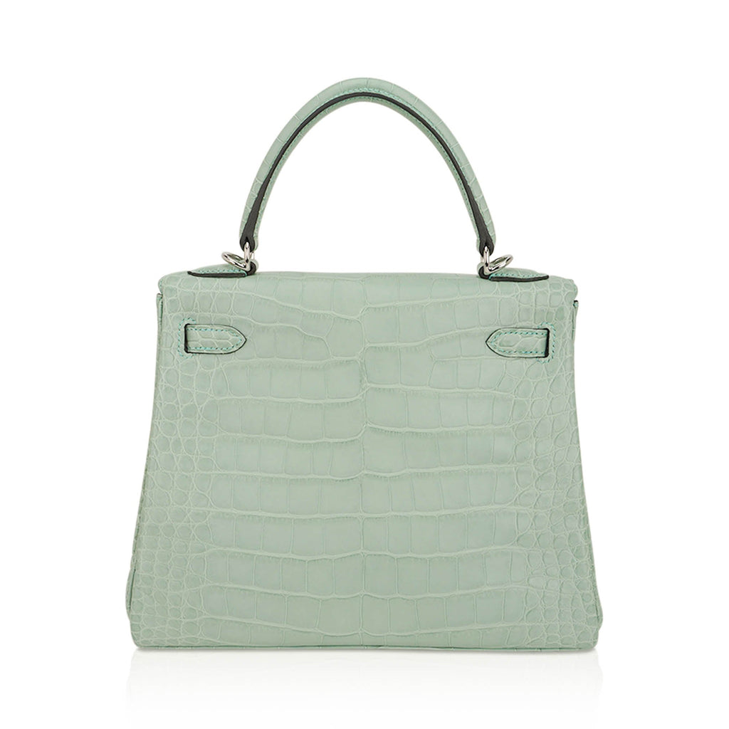 Kelly 25 Retourne Bag Vert d’Eau Matte Alligator with Palladium Hardware