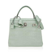 Load image into Gallery viewer, Kelly 25 Retourne Bag Vert d’Eau Matte Alligator with Palladium Hardware